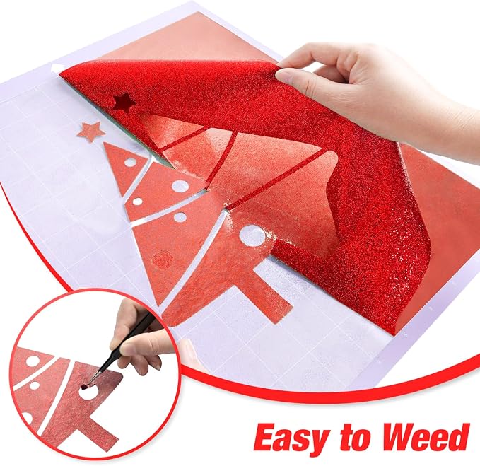 VinylRus Red Glitter HTV Heat Transfer Vinyl Roll-12 x 10ft Red Glitter HTV - Image 6