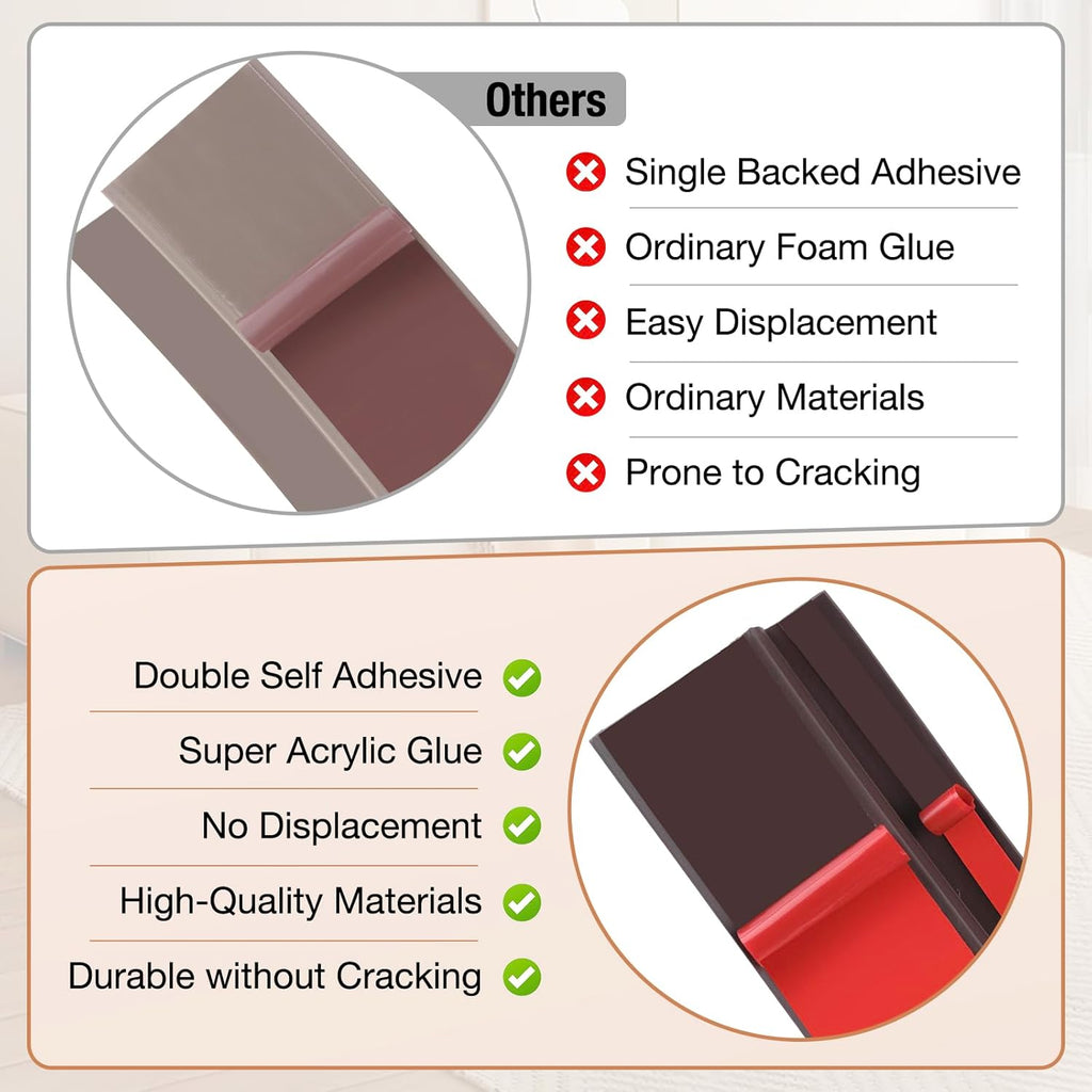 Floor Transition Strip Self Adhesive Vinyl Door Threshold for Doorways Carpet Edging Trim Overlap Edge Reducer for Laminate Floor, Carpet, Tile (Dark Walnut Grain, 1/5" to 2/5", 6.6Ft)