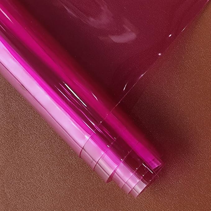 HYANG Dark Pink Transparent PVC Super Clear Holographic Vinyl Faux Leather - Image 3