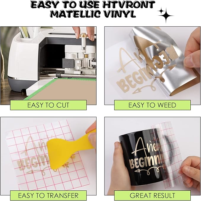 HTVRONT Special Permanent Vinyl 9 PCS 12"x12" Gold Matte Metallic Permanent - Image 4