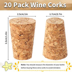 Wine Corks, Natural Soft Wood Wine Bottle Corks, Leakproof Tapered Corks - Image 2