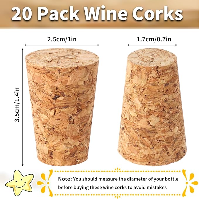 Wine Corks, Natural Soft Wood Wine Bottle Corks, Leakproof Tapered Corks - Image 2