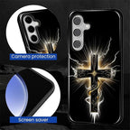 for Samsung Galaxy S24 Case, Cool Cross Pattern Glossy 2 in 1 Shockproof Bumper - Image 6