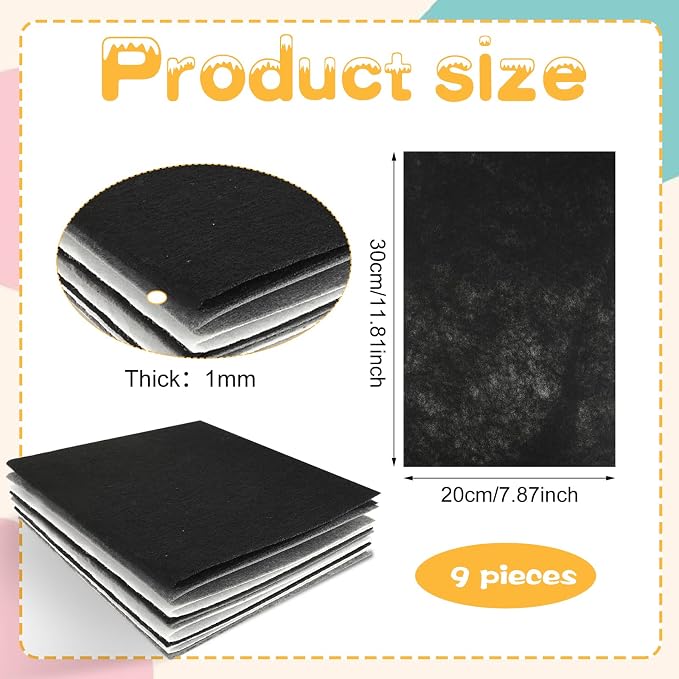 Felt Sheets for Crafts 9PCS 11.8 * 7.9in Wool Stiff Felt Sheets Soft Fabric - Image 7