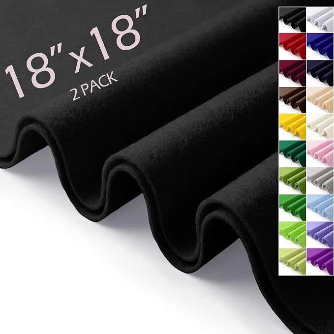 Black Felt Fabric Sheets 18" x 18" 1.6mm Soft Craft Felt Squares | Soft Precut by AblemeDeco