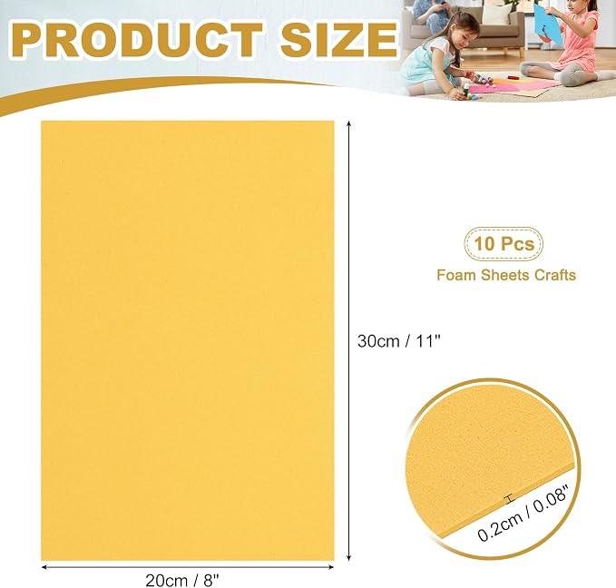 uxcell 10 Pcs Gold EVA A4 Foam Sheets Crafts, 12 x 8 Inch Foam Paper - Image 2
