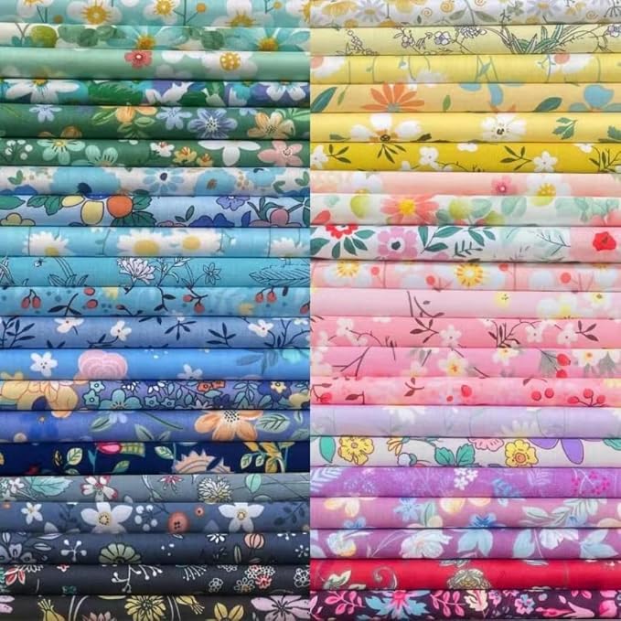 HANPATQUI 50PCS 5 x 5 inch Floral 100% Cotton Fat Quarters Fabric by HANPATQUI