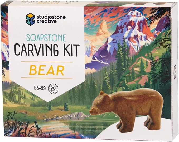 STUDIOSTONE CREATIVE DIY Arts & Crafts Carving Kit Kids Adults Bear Sculpture by StudiostoneCreative