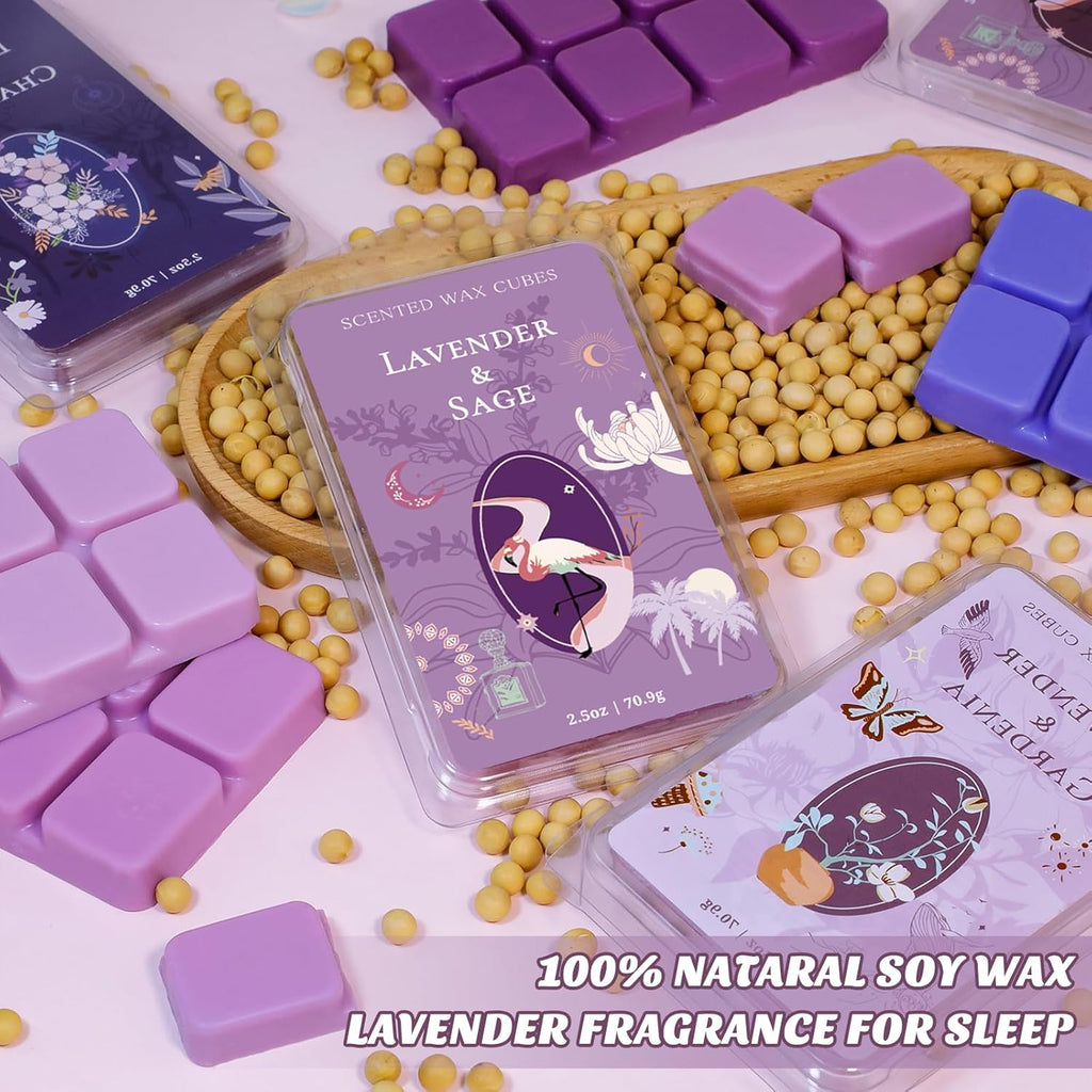 SCENTORINI Wax Melts, Wax Cubes Strong Scent, Long Lasting Lavender Scented for Sleep, Wax Melts for Warmer, 2.5 oz 8-Pack