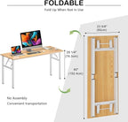Need Large Folding Computer Desk, 60 Inch Writing Table, Teak & White | - Image 3