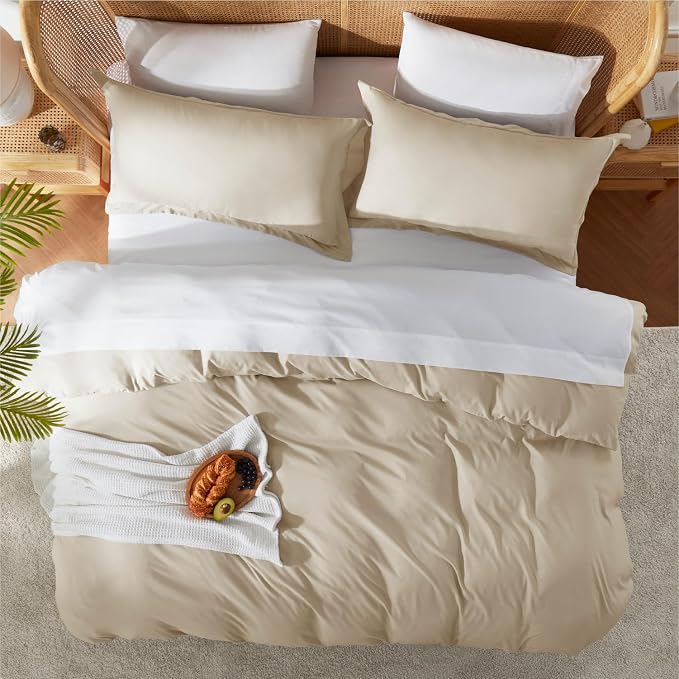 Nestl Beige Cream Duvet Cover Queen Size - Image 5