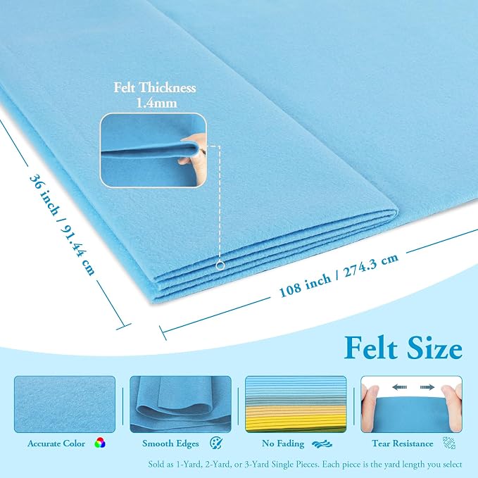 Sky Blue Fabric Sheet 108" X 36", 1.4mm Thick Large Soft Durable Flexible Craft - Image 2
