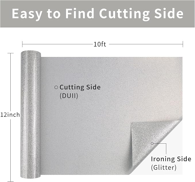 Silvery Glitter Heat Transfer Vinyl, Glitter Iron-On - Image 3