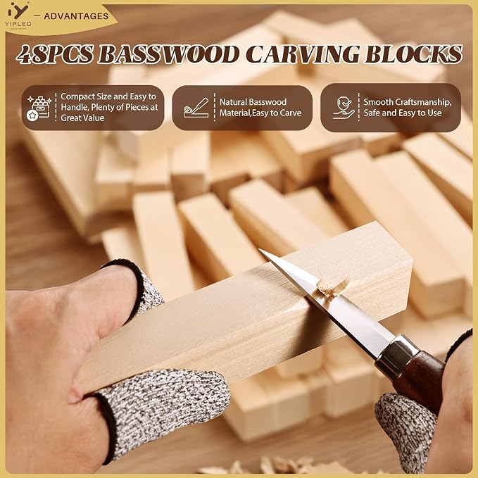 48PCS Basswood Carving Blocks, Carving Wood Blocks - Image 3