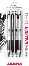 Zebra Pen F-301 Ballpoint Black Ink Fine Point 0.7mm Pen, Easy-Glide Ink by ZebraPen