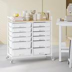 Rolling Storage Cart with 12 Drawers, Wooden Tabletop Utility Cart - Image 2