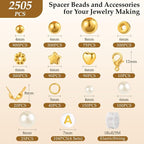 Funtopia Spacer Beads for Jewelry Making, 4mm 6mm 8mm Spacer Loose Ball Bead - Image 4