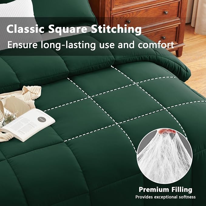 CozyLux Twin/Twin XL Comforter Set Emerald Green - Image 2