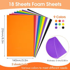 18 Sheets EVA Foam Sheets, 9 Colors 5.5 x 8.5 Inch 2mm Craft Foam | 9 Vibrant - Image 2