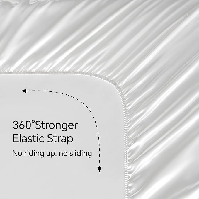 BEDELITE King Size Sheets Set, Luxury Soft White Satin Sheets - Image 5