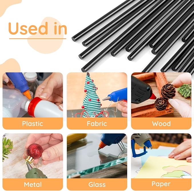 72 Pack Black Hot Glue Sticks Bulk, 0.27" Dia x 8" Long Black Glue Sticks - Image 5
