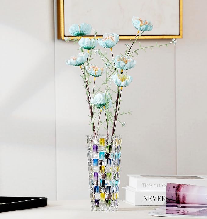 Magcolor Hand Painted Blue Woven Glass Vase -Crystal Flower Vase- 7.7 inch - Image 8