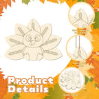 24 PCS Unfinished Wooden Thanksgiving Crafts, Turkey Shaped Hanging Ornaments - Image 4