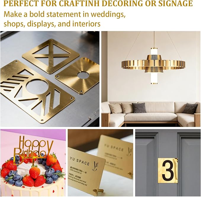 JMIATRY 4PCS Gold Acrylic Sheet 12x16X1/8 Gold Mirror Acrylic Sheets | 3mm Thick - Image 7
