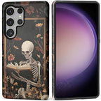 Case for Samsung Galaxy S25 Ultra Case, Skeleton Reader Goth Floral Design by Kapadiy