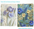 20 Sheets Vintage Blue Flower Scrapbook Paper 3 Sheets Embossed Textured Paper - Image 4