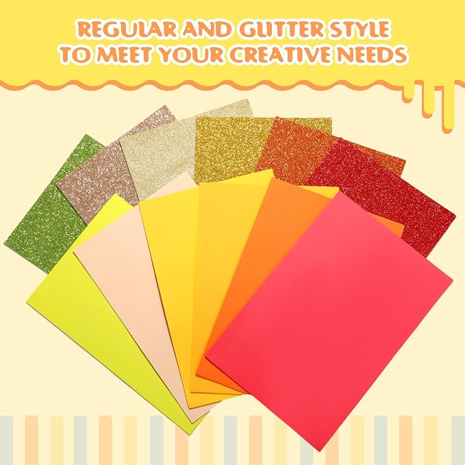 Feifeiya 48 Pcs Orange EVA Foam Sheets 8 x 12 Inch, 36 Regular Foam Sheets 12 - Image 4