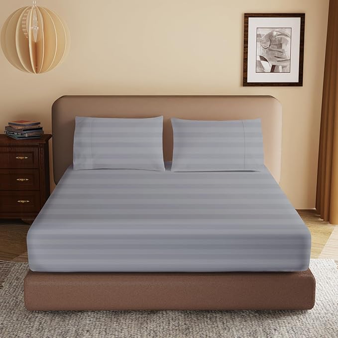 100% Egyptian Cotton Fitted Sheet Twin XL/Split King Size, 600 Thread Count by ZaizaiHome