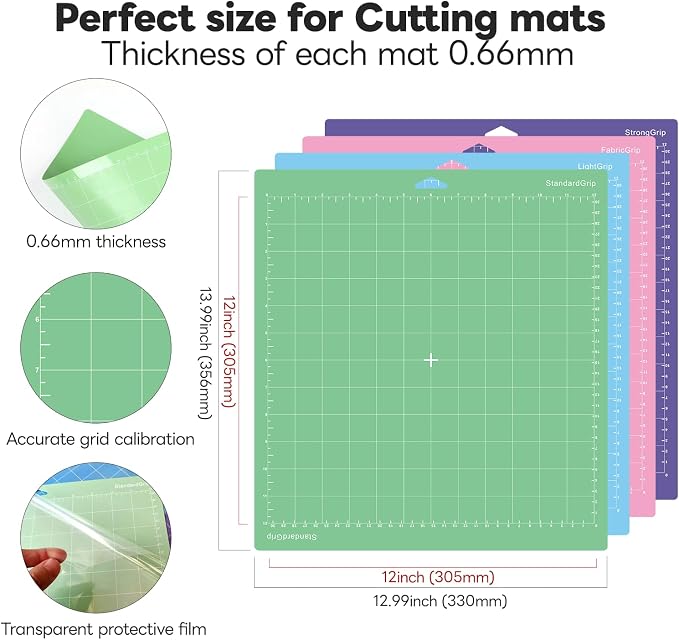 Cutting Mat for Cricut, 12x12 inch 4 Pack Variety Cutting Mats StandardGrip - Image 2
