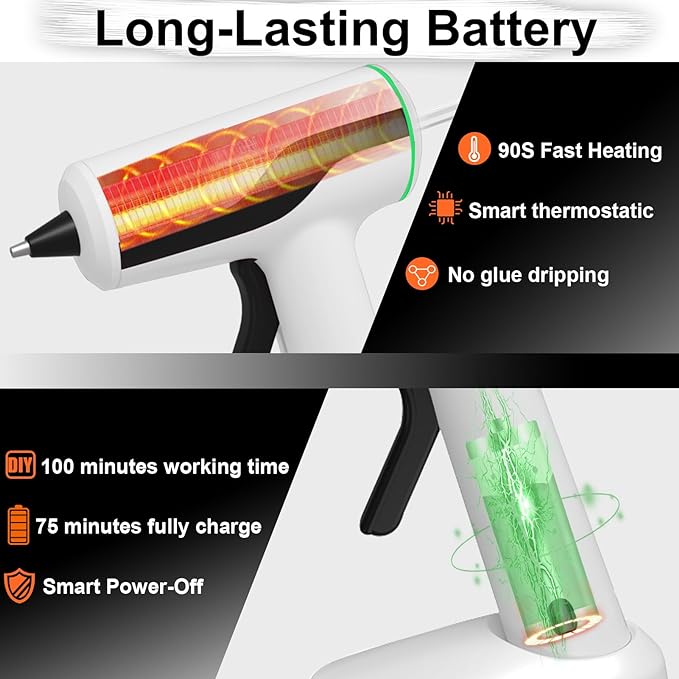 MONVICT Cordless Hot Melt Glue Gun, Smart Power-Off - Image 3