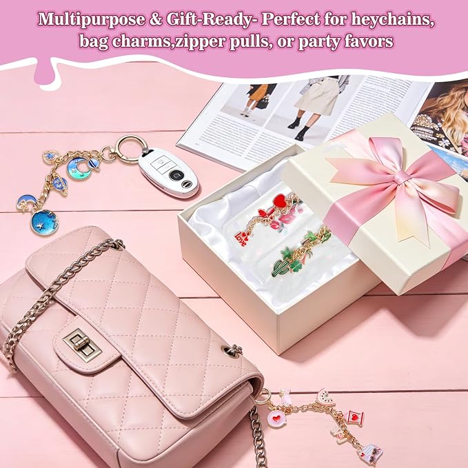 Riwiuue 352Pcs Lip Gloss Keychain Making Kit, DIY Charms Key Chain Making Kit - Image 8