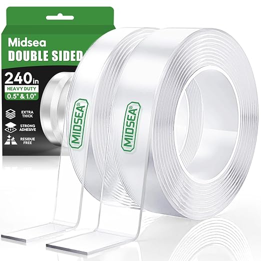 Double Sided Tape Heavy Duty, 2 Rolls 20 Feet Removable Waterproof Clear Nano by Unknown
