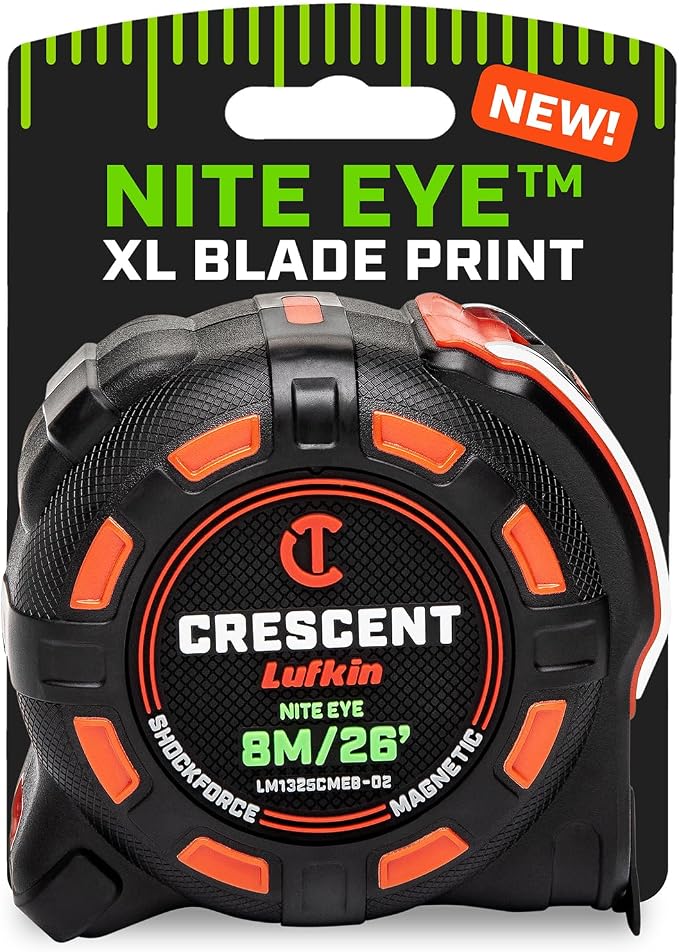 Crescent Lufkin 8 Meter / 25 Ft. SHOCKFORCE NITE EYE Magnetic Tape Measure | by Unknown