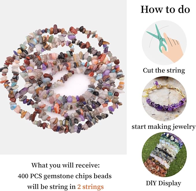 400pcs Natural Chip Stone Beads - Image 9