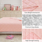 Pink Weighted Blanket Kids 10lbs, Twin Size Breathable Cooling Minky Heavy - Image 8