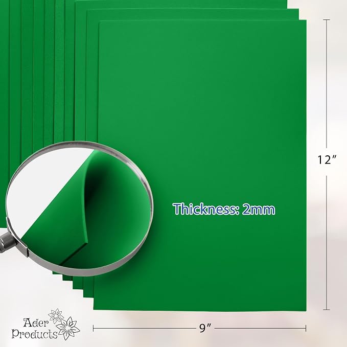 Green EVA Foam Sheets for Crafts, 9 x 12 Inch, 2mm Thickness, 15 Pack – Ideal - Image 2