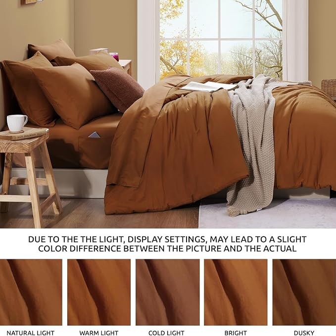 WRENSONGE Terracotta King Comforter Set, 7 Pieces Soft Microfiber King Size - Image 8