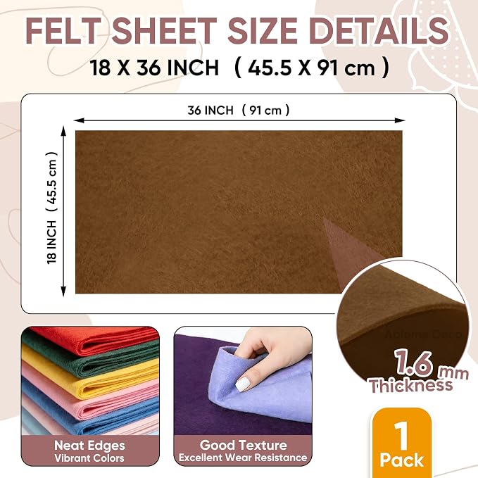 Soft Felt Fabric Sheet 18" x 36", 1.6mm Acrylic Craft Felt, Large Precut Sheet - Image 3