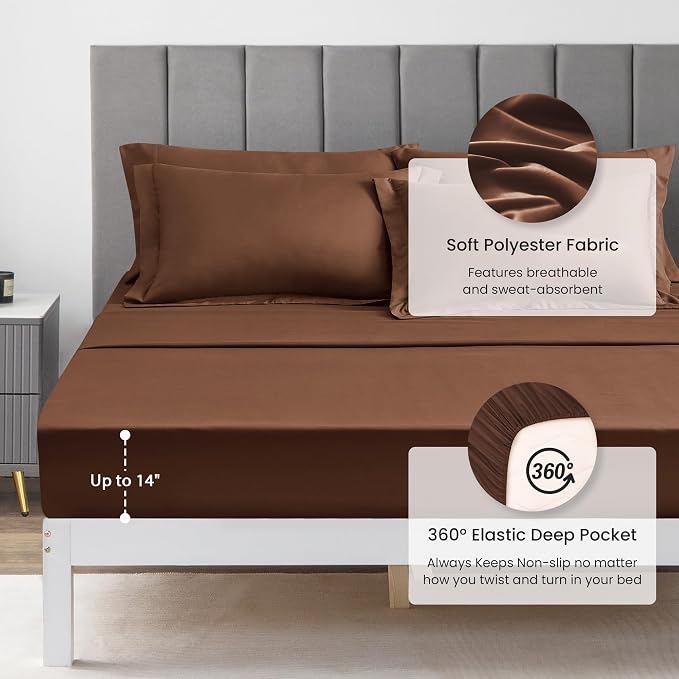 Love's cabin Queen Comforter Set Brown, 7 Pieces Queen Bed in a Bag, All Season - Image 6