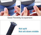 25ft - 3/8 inch PET Expandable Braided Sleeving – BlackBlue – Alex Tech Braided - Image 5