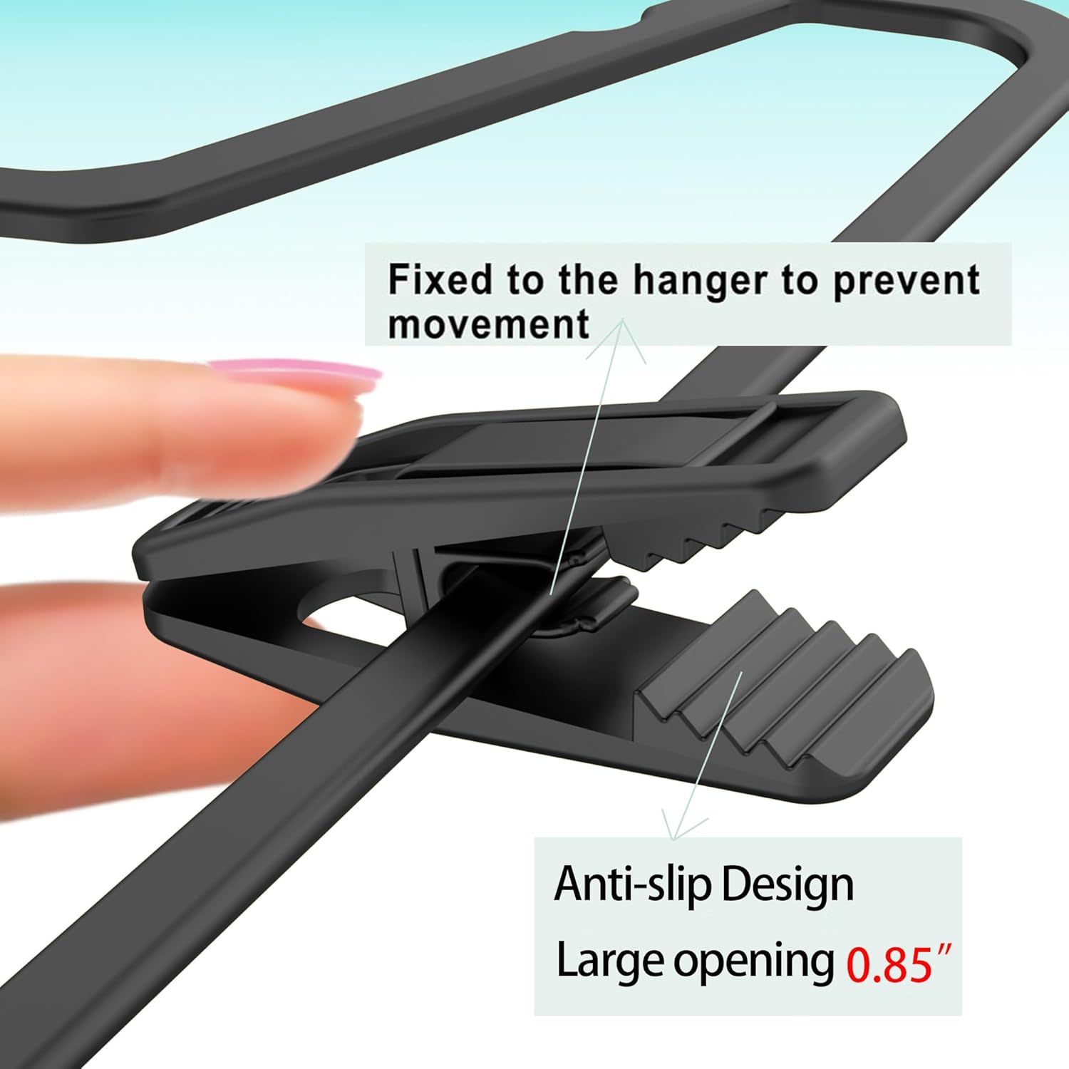 Hanger Clips Perfect for Velvet Hangers (Black, 20 PCS), Non-Slip Plastic Clips Pant Skirt Hanger Clips for Black Flocking Hangers