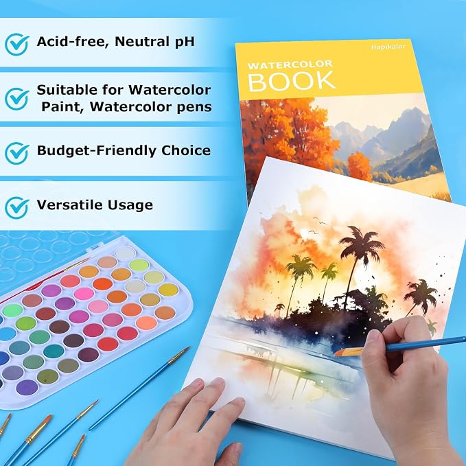 Watercolor Paper Pad 9x12, 140lb/300gsm Cold Press Drawing Paper, 20 Sheets - Image 3