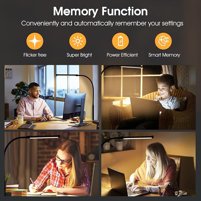 Voncerus LED Desk Lamp with Clamp, Eye-Caring Clip on Lights - Image 6
