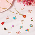 100Pcs 50 Pairs Flower Charms for Jewelry Making, Wholesale Assorted Enamel - Image 4