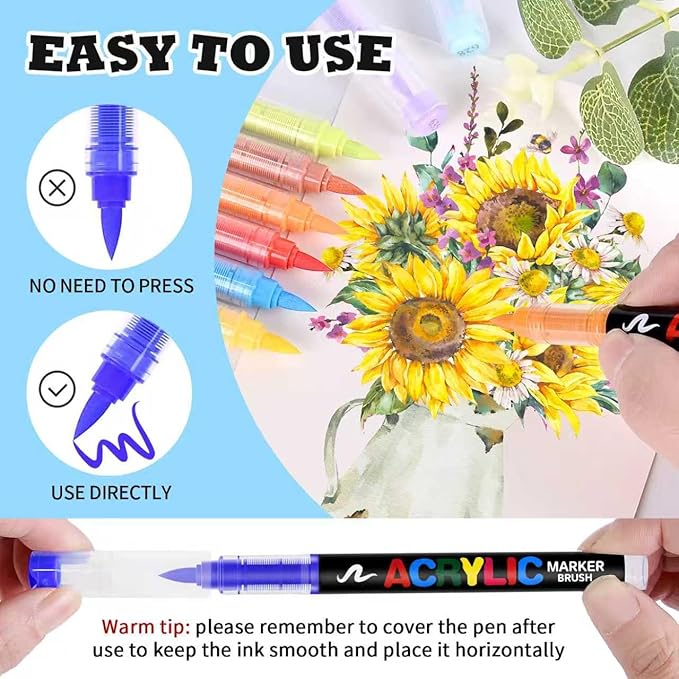 Acrylic Paint Markers 24 Colors, Water-Based No-Bleed Markers - Image 3