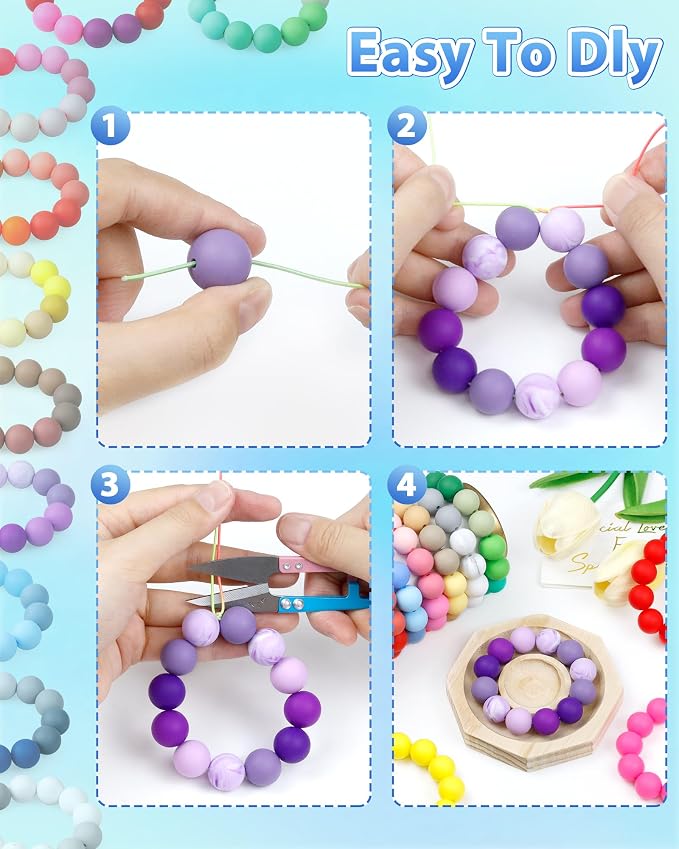 FIVEIZERO 160PCS 15mm Round Silicone Beads, Wear-resistant, Easy-clean - Image 4